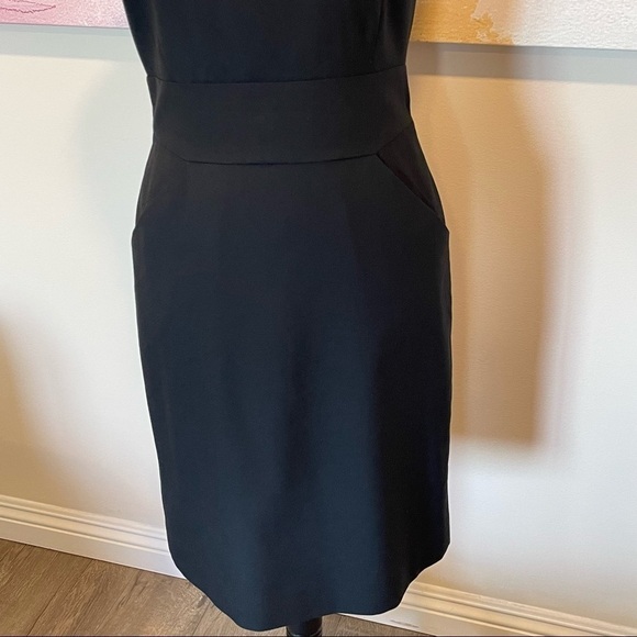 J Crew Dress Emmaleigh Wool Sheath Black sleeveless Pockets Classic size 2. - Picture 5 of 9